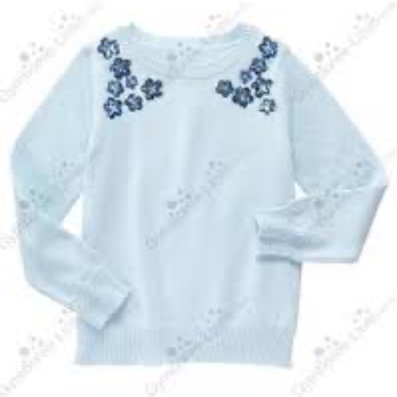 Gymboree Other - Gymboree Winter Blossom Blue Sequin Sweater Size 5/6 Embroidered